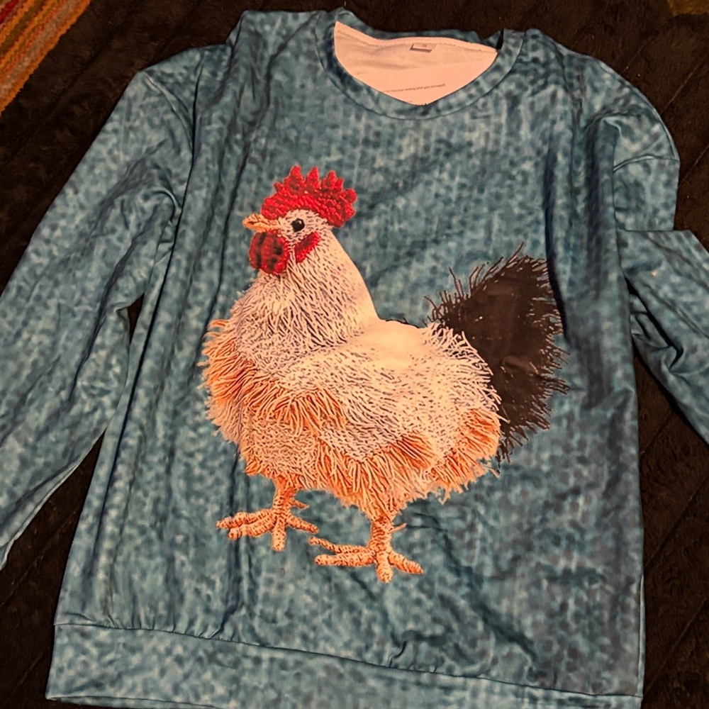 Stylish Blue Rooster Women's Blouse